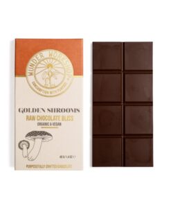 Golden Shrooms Chocolate Edible this is a unique mushroom bar. It has chocolate and caramel aroma with a nutty touch. Allow each bite to help you relax, unwind and feel the bliss.